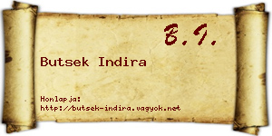 Butsek Indira névjegykártya